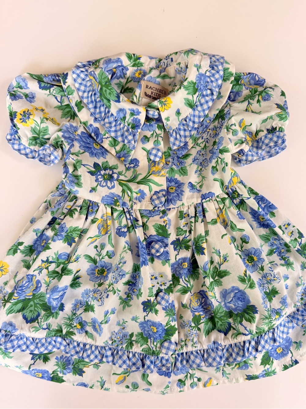 Vintage Rachel’s Kids Floral Dress 2T Blue Cottagecore Peter Pan Collar